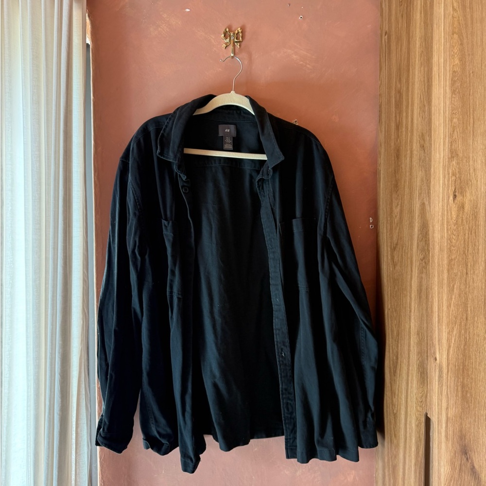 H&M Men's Black Button-Front Jacket